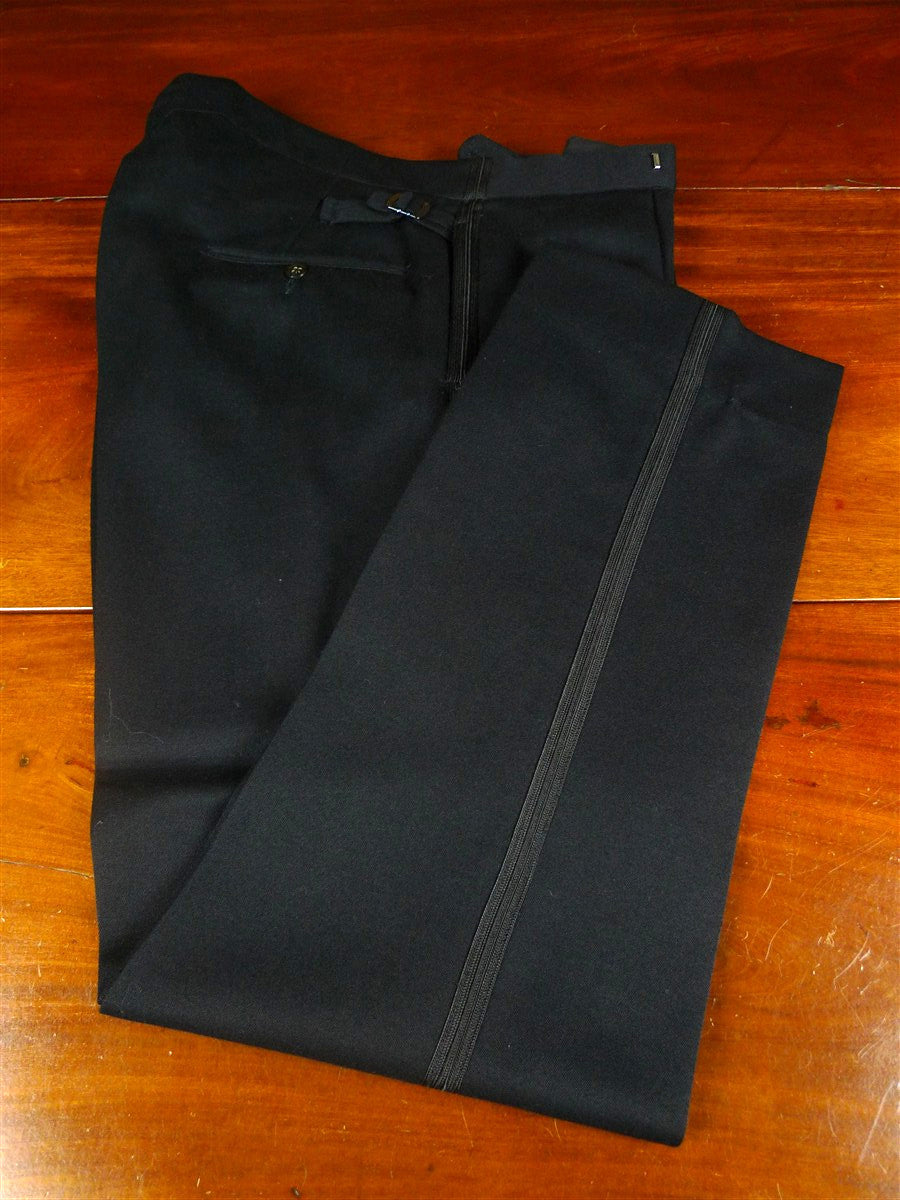 26/0379 immaculate buckleigh london bespoke black barathea wool evening trouser 36