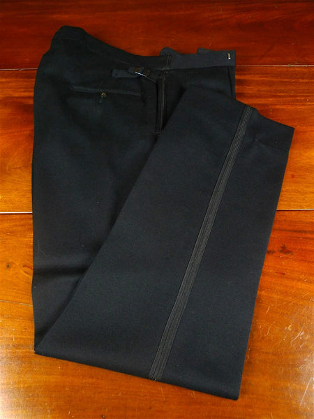 26/0379 immaculate buckleigh london bespoke black barathea wool evening trouser 36