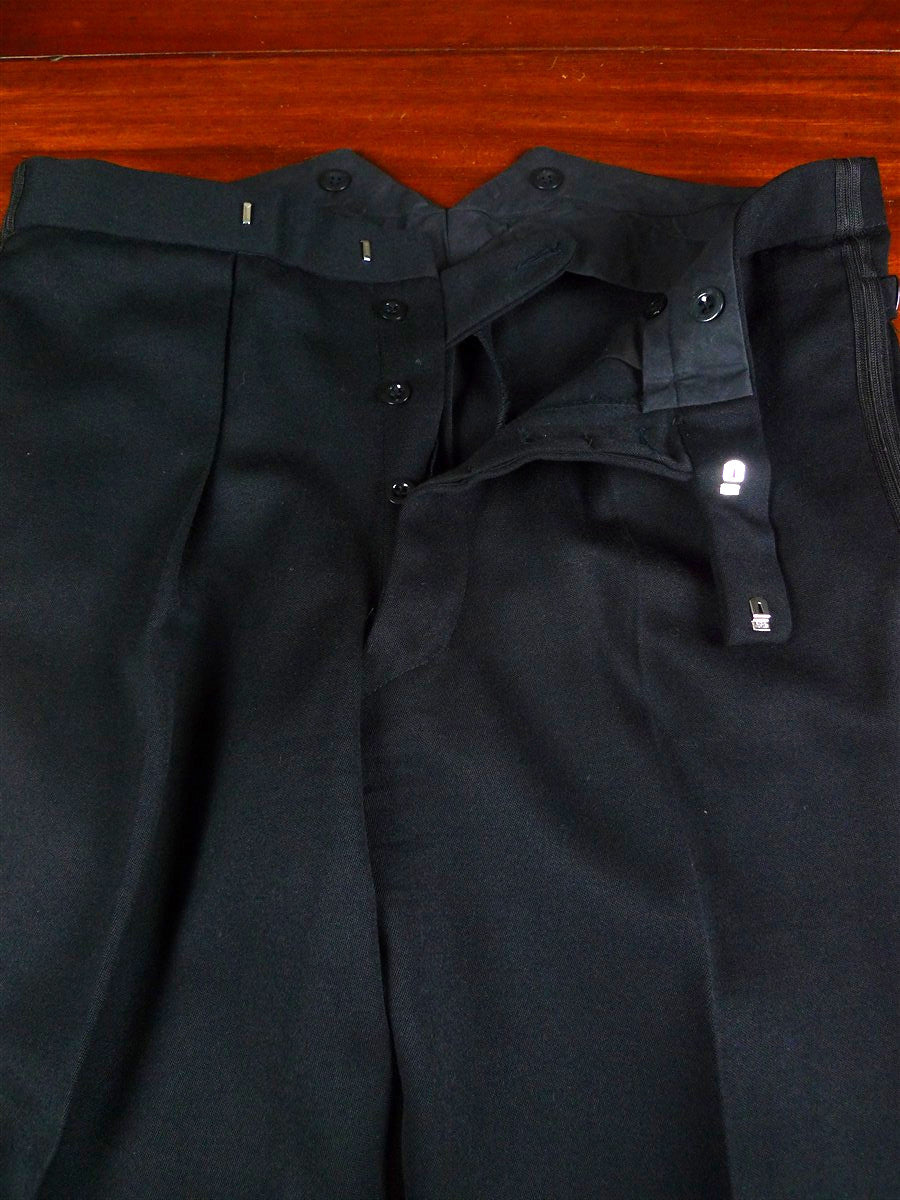 26/0379 immaculate buckleigh london bespoke black barathea wool evening trouser 36