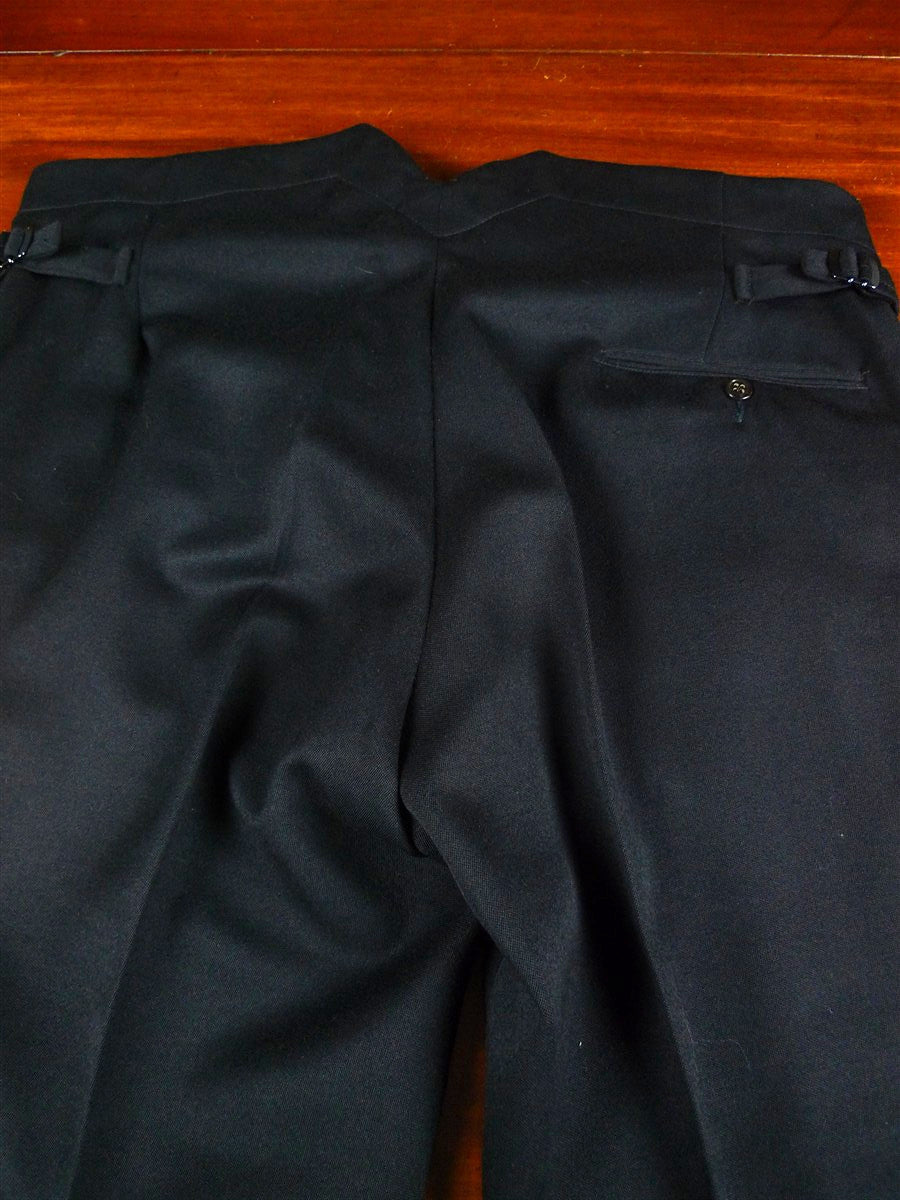26/0379 immaculate buckleigh london bespoke black barathea wool evening trouser 36