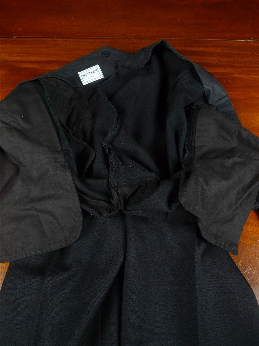 26/0379 immaculate buckleigh london bespoke black barathea wool evening trouser 36