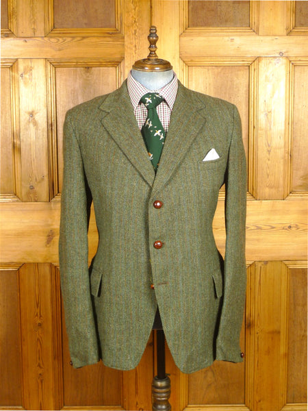 26/0390 vintage green / amber lanacburn scottish tweed jacket 45 regular (extra long sleeves)