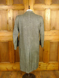 26/0398 genuine 1940s vintage heavyweight grey herringbone tweed full-length overcoat coat 41-42