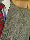 26/0398 genuine 1940s vintage heavyweight grey herringbone tweed full-length overcoat coat 41-42