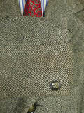 26/0398 genuine 1940s vintage heavyweight grey herringbone tweed full-length overcoat coat 41-42
