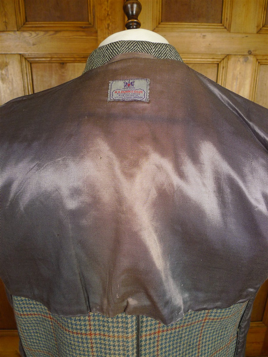 26/0398 genuine 1940s vintage heavyweight grey herringbone tweed full-length overcoat coat 41-42