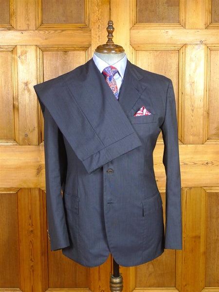 26/0389 lh napoli 2011 italian bespoke blue luxury wool suit w/ horn buttons 42-43 regular to long
