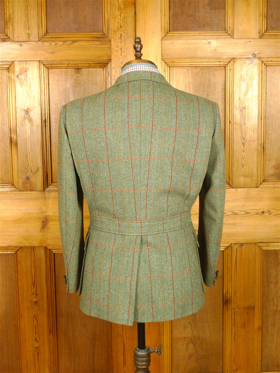 26/0393 near immaculate bladen supasax green / red wp check norfolk style tweed sports jacket 38 short