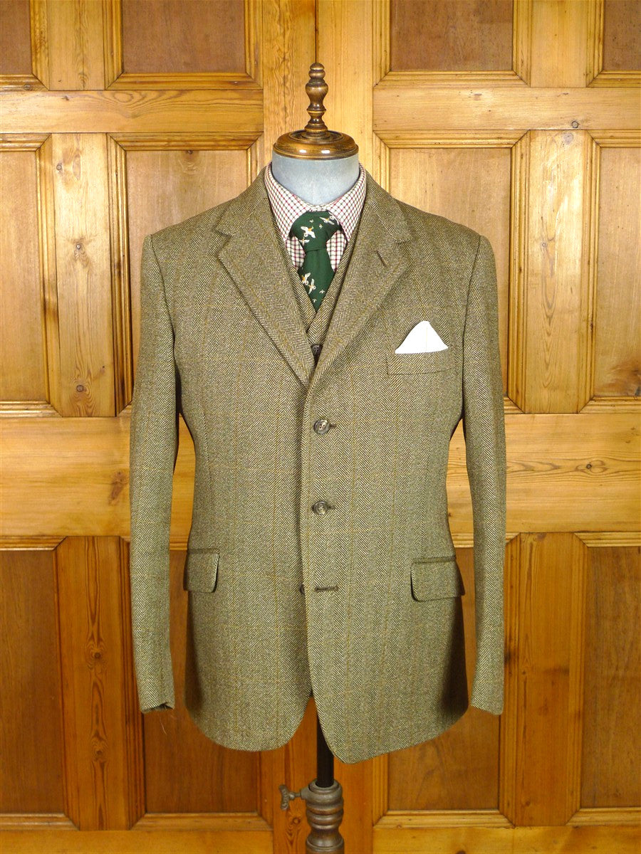 26/0397 vintage john g hardy green / amber wp check tweed jacket & waistcoat 41 regular