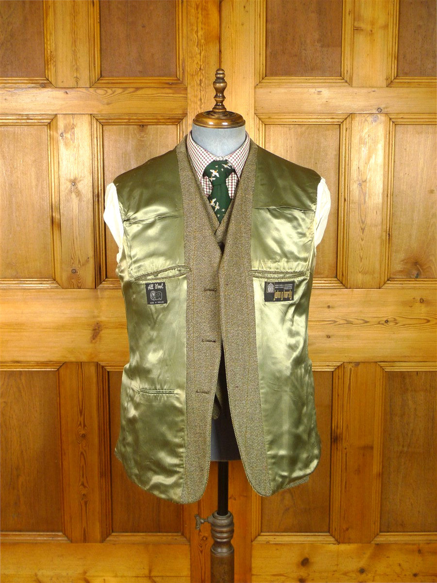 26/0397 vintage john g hardy green / amber wp check tweed jacket & waistcoat 41 regular