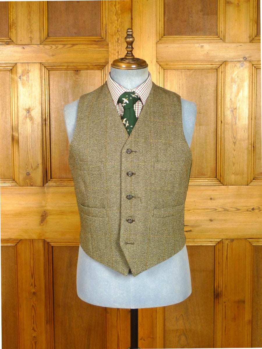26/0397 vintage john g hardy green / amber wp check tweed jacket & waistcoat 41 regular