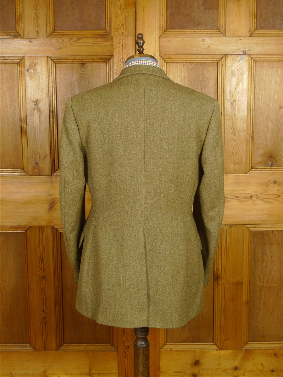 26/0414 immaculate john g hardy heavyweight green keepers tweed hacking jacket w/ ghillie collar 40-41 long
