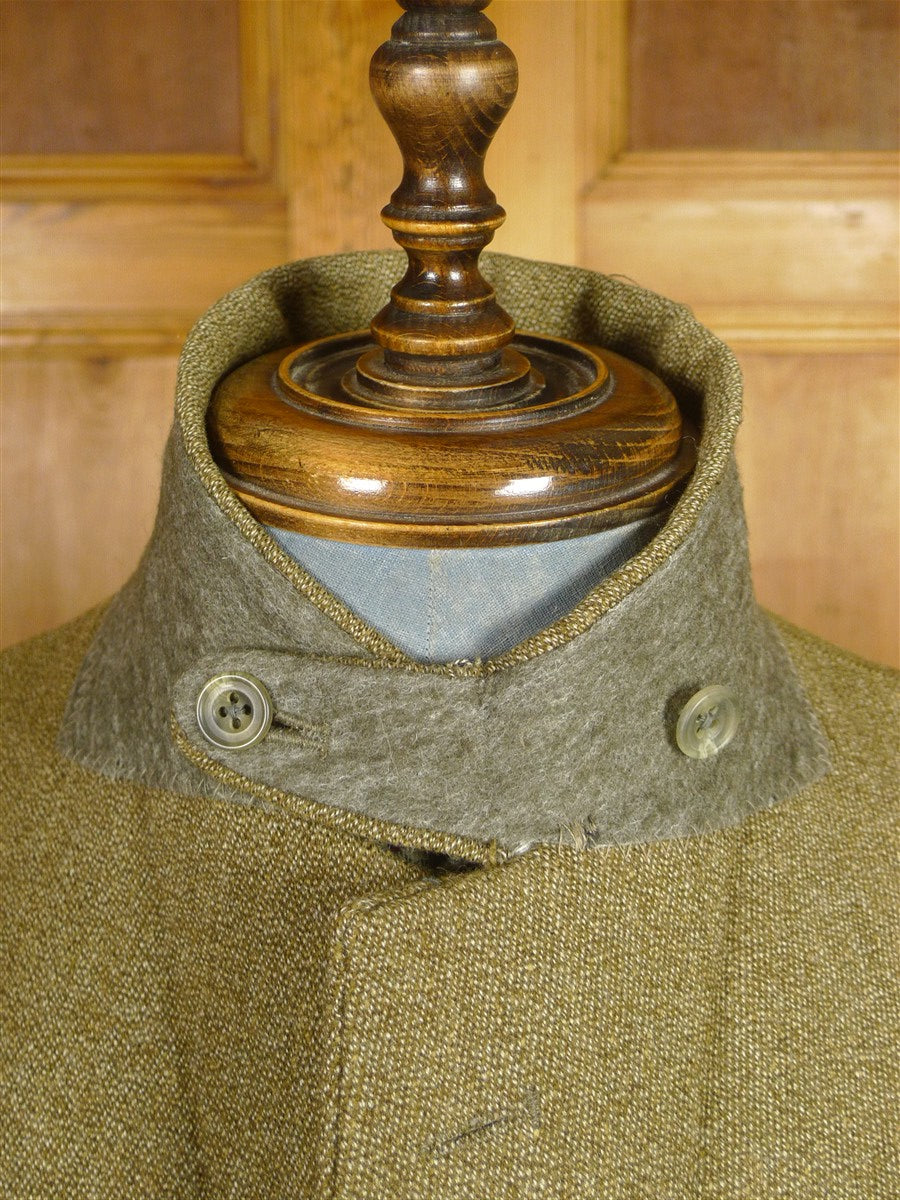26/0414 immaculate john g hardy heavyweight green keepers tweed hacking jacket w/ ghillie collar 40-41 long