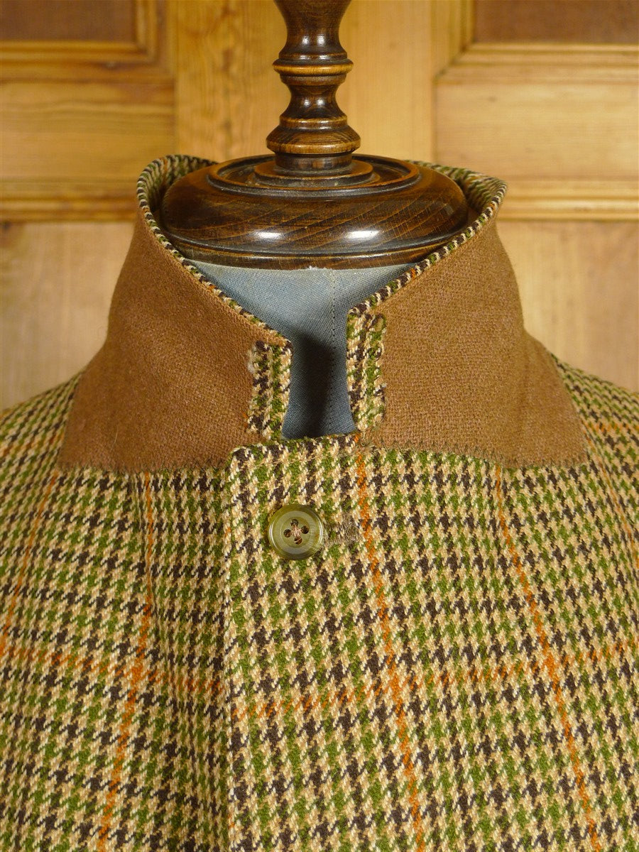 26/0425 wonderful vintage harry hall tweed gun check tweed hacking jacket w/ poacher pocket 39-40 regular
