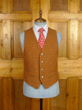 26/0421 wonderful 1950s vintage scottish hebrides tweed amber / teal houndstooth check waistcoat 38-39