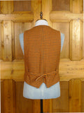 26/0421 wonderful 1950s vintage scottish hebrides tweed amber / teal houndstooth check waistcoat 38-39