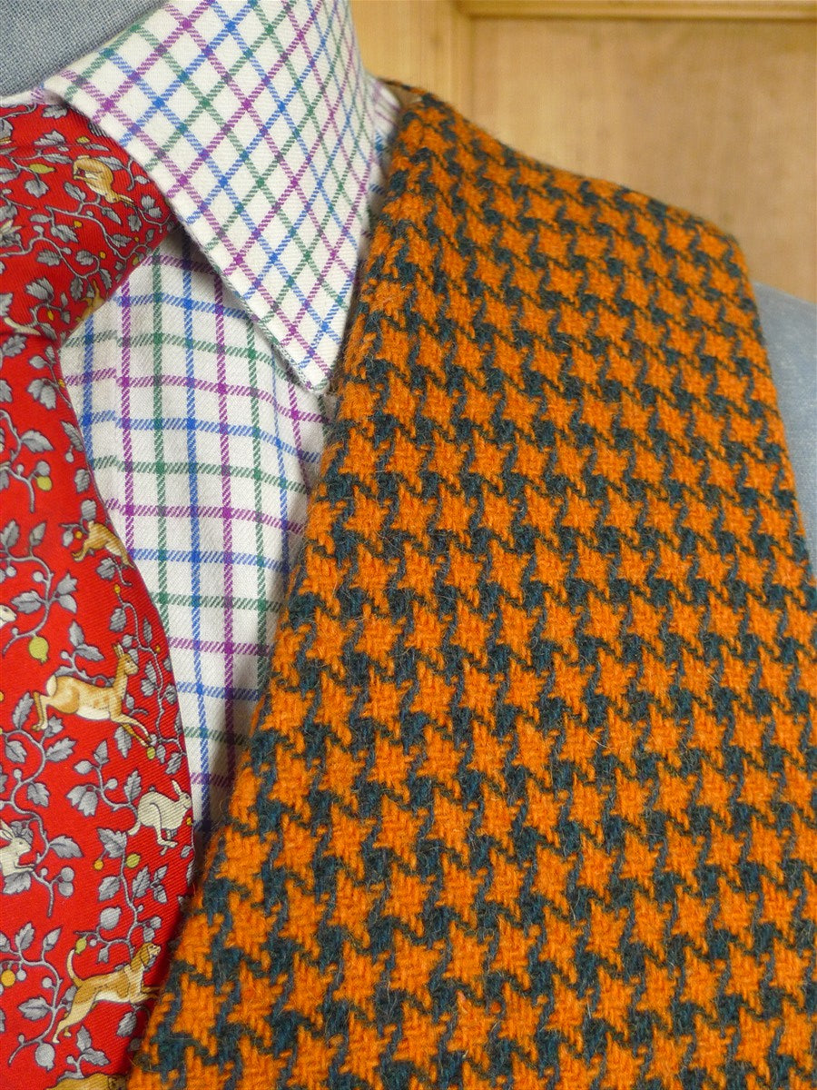 26/0421 wonderful 1950s vintage scottish hebrides tweed amber / teal houndstooth check waistcoat 38-39