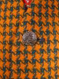 26/0421 wonderful 1950s vintage scottish hebrides tweed amber / teal houndstooth check waistcoat 38-39