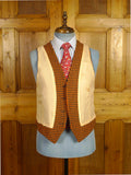 26/0421 wonderful 1950s vintage scottish hebrides tweed amber / teal houndstooth check waistcoat 38-39