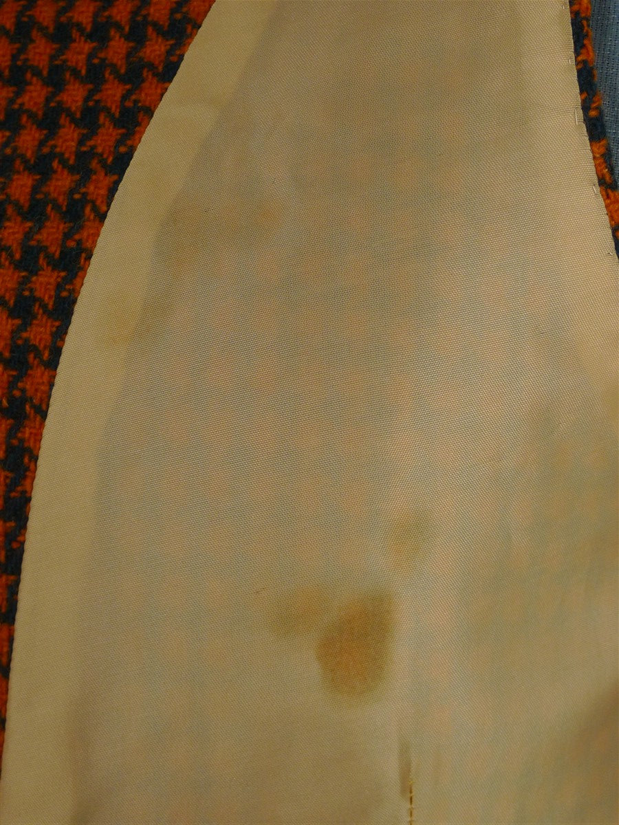 26/0421 wonderful 1950s vintage scottish hebrides tweed amber / teal houndstooth check waistcoat 38-39