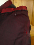 26/0423 wonderful 1967 vintage cyril castle savile row bespoke burgundy red silk dinner / smoking jacket 40 short