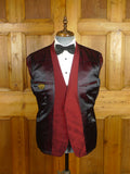 26/0423 wonderful 1967 vintage cyril castle savile row bespoke burgundy red silk dinner / smoking jacket 40 short