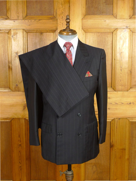 26/0614 vintage brioni canvassed navy blue pin-stripe d/b wool suit 40 regular