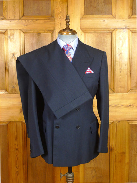 26/0417 vintage 1984 johns & pegg savile row bespoke 2-tone dark blue heavyweight d/b worsted suit 41 regular