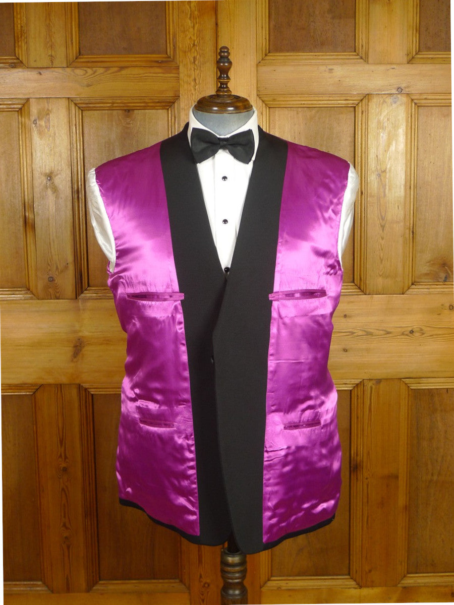 26/0446 immaculate welsh & jefferies savile row bespoke heavyweight black barathea wool dinner jacket w/ grosgrain facings 46 regular