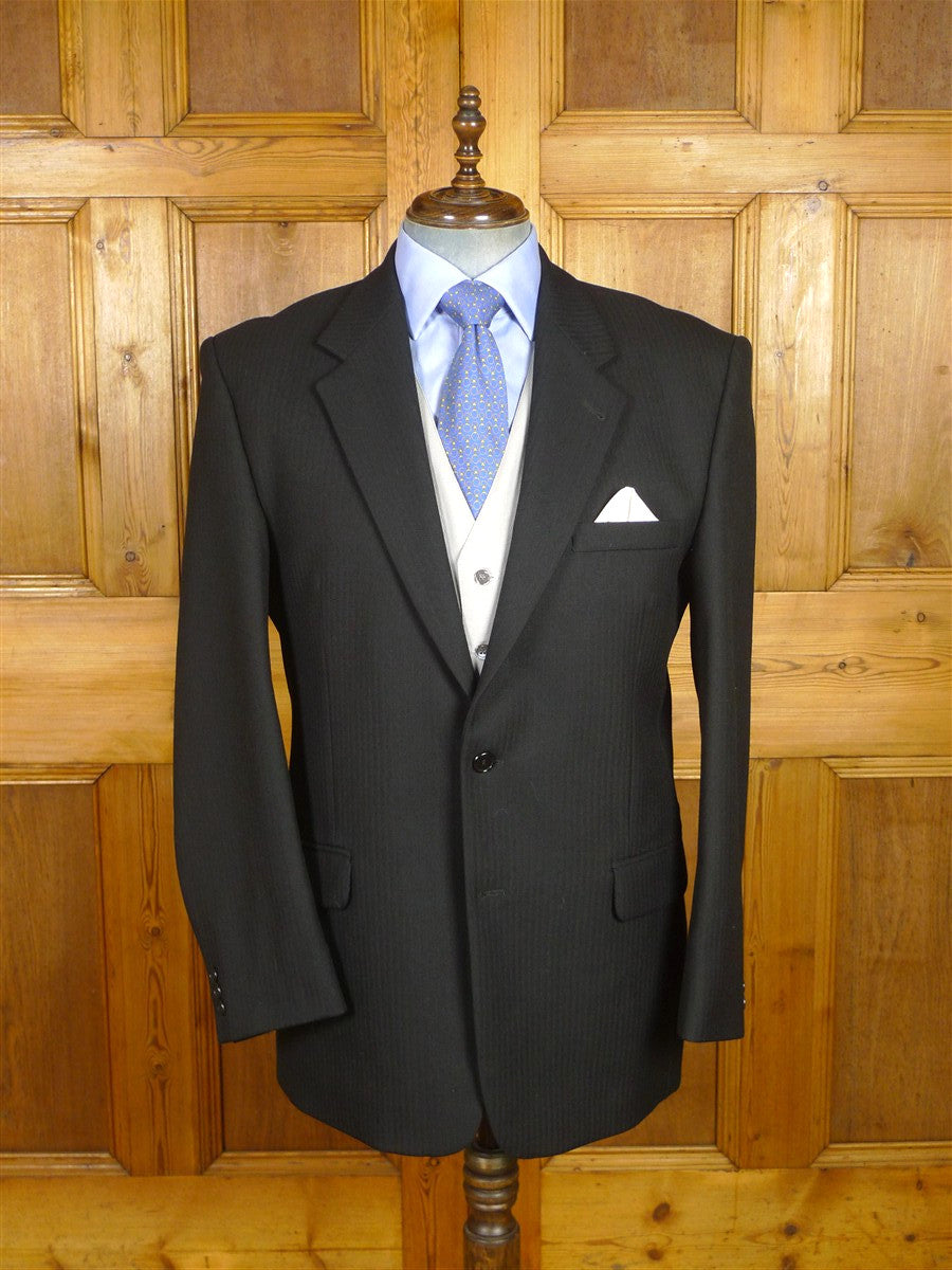 26/0462 immaculate black herringbone wool masonic morning jacket 43 regular