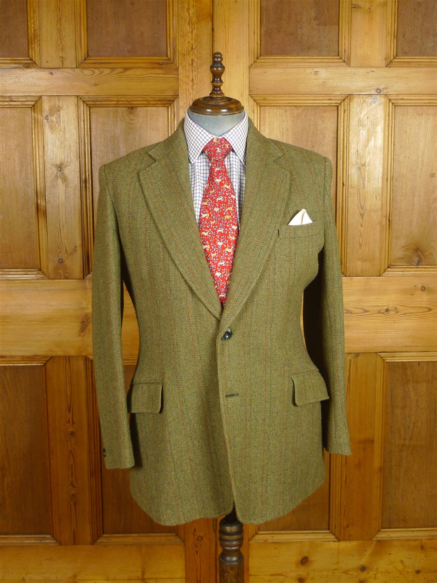 26/0487 vintage british heavyweight green derby tweed 3-piece shooting suit - jacket / 2 pair breeks - 42 regular to long