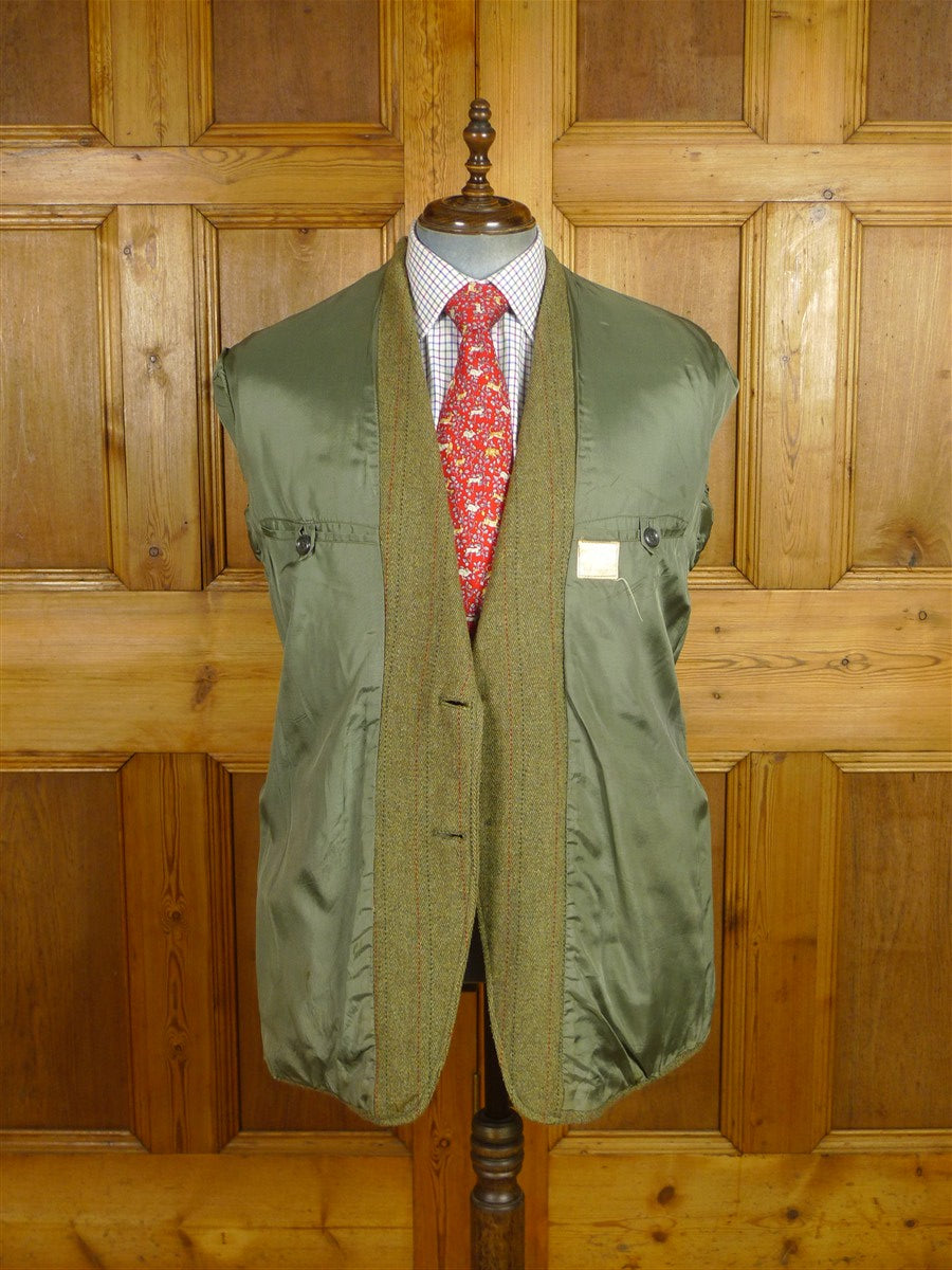 26/0487 vintage british heavyweight green derby tweed 3-piece shooting suit - jacket / 2 pair breeks - 42 regular to long