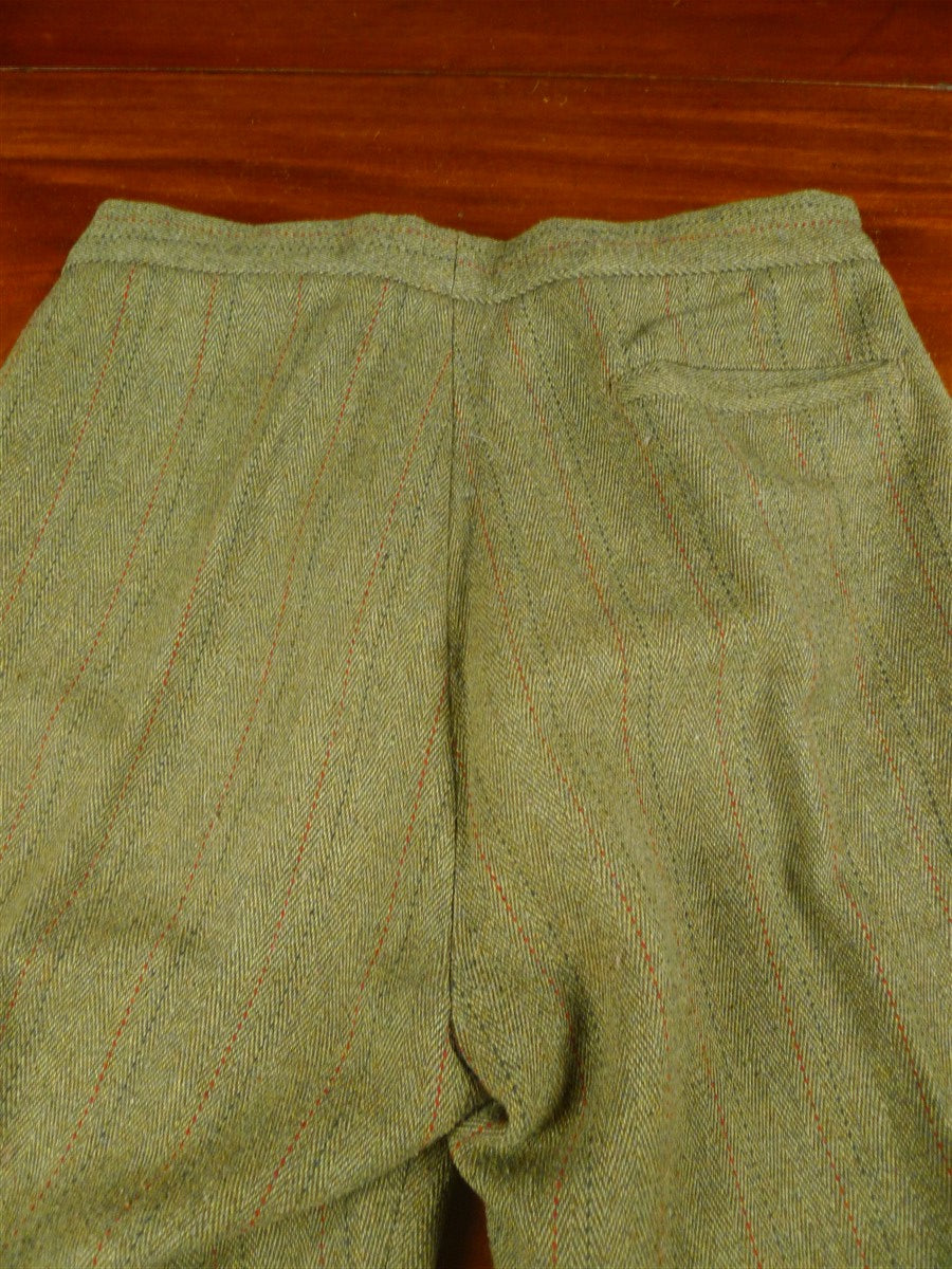 26/0487 vintage british heavyweight green derby tweed 3-piece shooting suit - jacket / 2 pair breeks - 42 regular to long