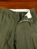 26/0491 vintage bespoke tailor heavyweight dark green / amber wp check tweed shooting breeks 36