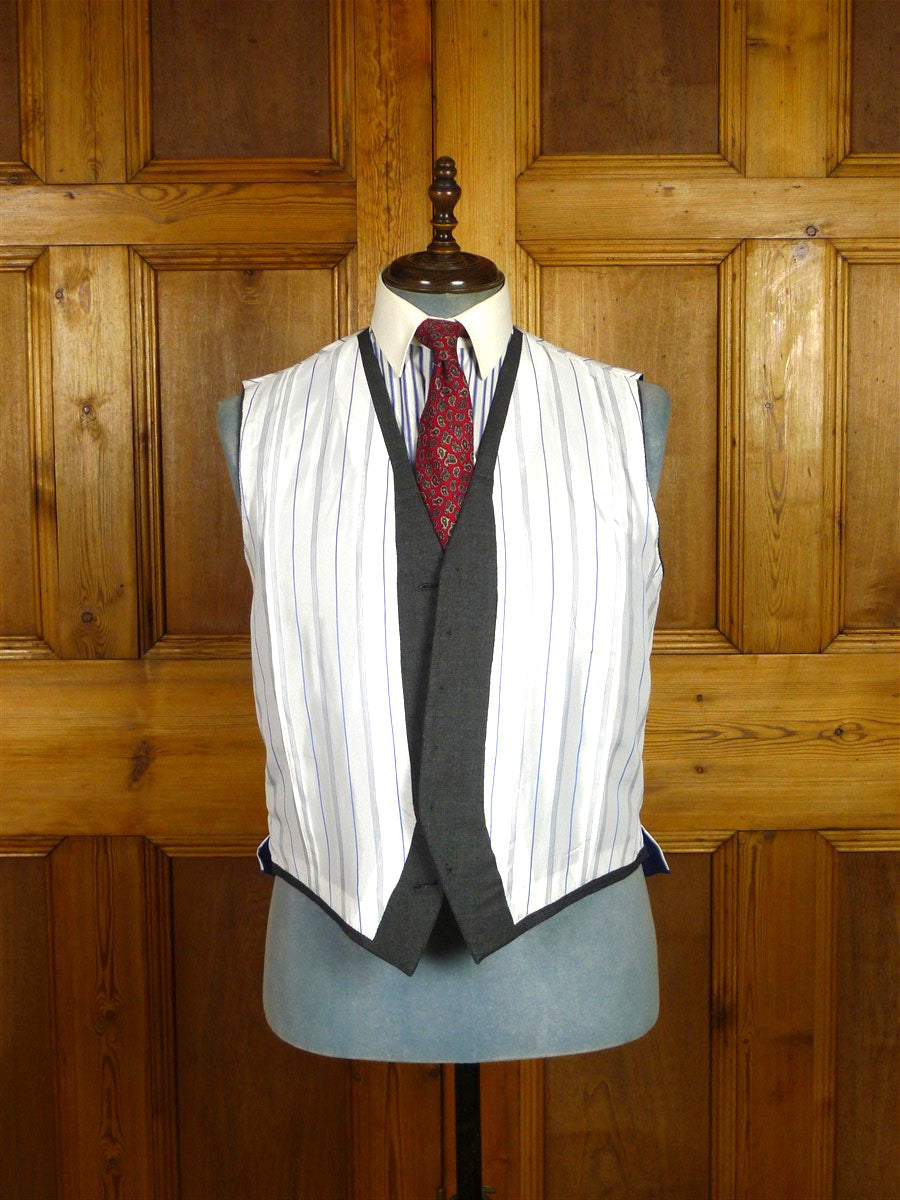 26/0497 near immaculate 2013 henry poole savile row bespoke grey pick weave 3-piece worsted suit 46 extra long