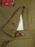 26/0498 immaculate 2012 henry poole savile row bespoke tan / blue windowpane check sports jacket blazer 49 extra long