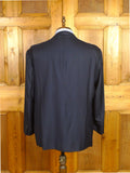 26/0513 maurice sedwell 2003 savile row bespoke dark navy blue herringbone worsted d/b blazer 46 short to regular