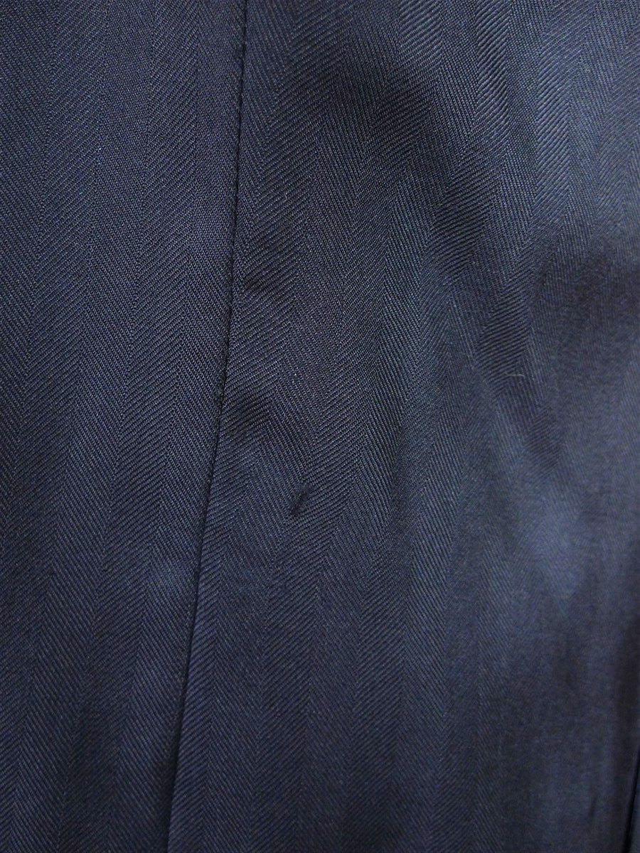 26/0513 maurice sedwell 2003 savile row bespoke dark navy blue herringbone worsted d/b blazer 46 short to regular