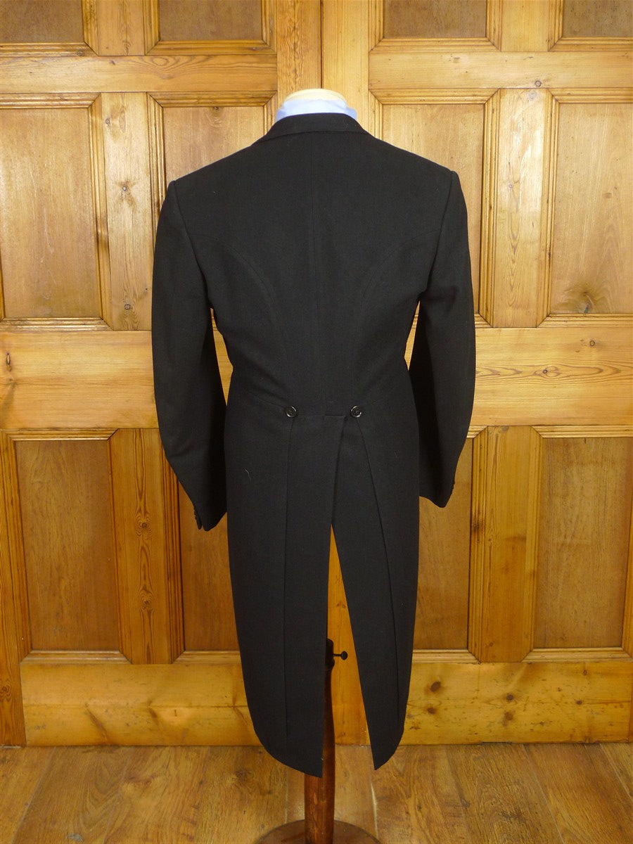 26/0525 vintage 1950s 1960s black wool morning coat for royal ascot / wedding 36-37 regular to long