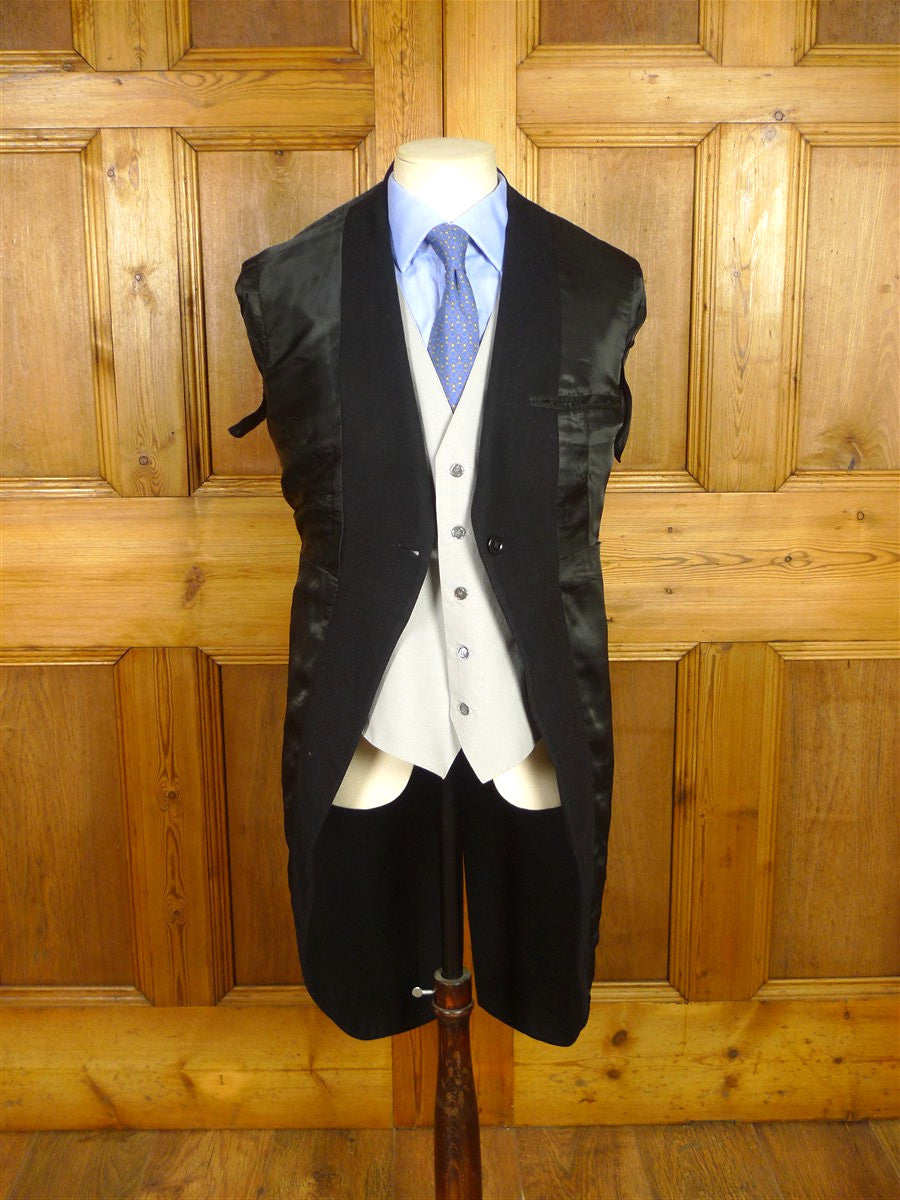 26/0525 vintage 1950s 1960s black wool morning coat for royal ascot / wedding 36-37 regular to long