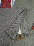 26/0519 very rare vintage 1976 caraceni of milan bespoke grey / red prince of wales check worsted suit 46 short to regular