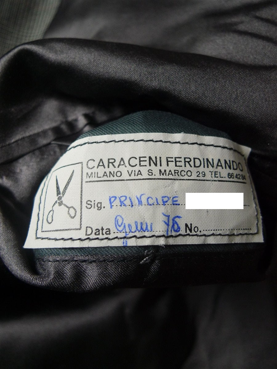 26/0519 very rare vintage 1976 caraceni of milan bespoke grey / red prince of wales check worsted suit 46 short to regular