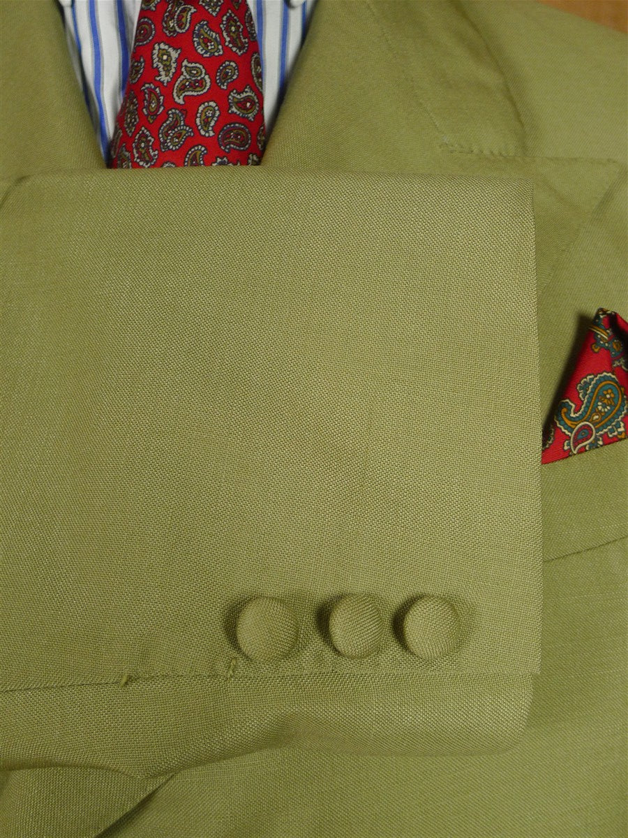 26/0520 beautiful 1960s madrid vintage khaki green 3/3 d/b mohair suit 44 regular
