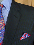 26/0521 vintage 1970 henry poole savile row bespoke charcoal grey / royal blue pin-stripe worsted & mohair suit 45 regular