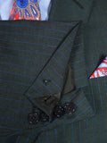 26/0521 vintage 1970 henry poole savile row bespoke charcoal grey / royal blue pin-stripe worsted & mohair suit 45 regular