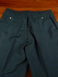 26/0521 vintage 1970 henry poole savile row bespoke charcoal grey / royal blue pin-stripe worsted & mohair suit 45 regular