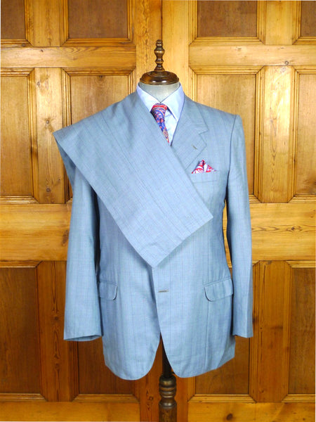 26/0522 Fabulous 1960s 1970s vintage madrid bespoke blue / green herringbone worsted suit 44 regular
