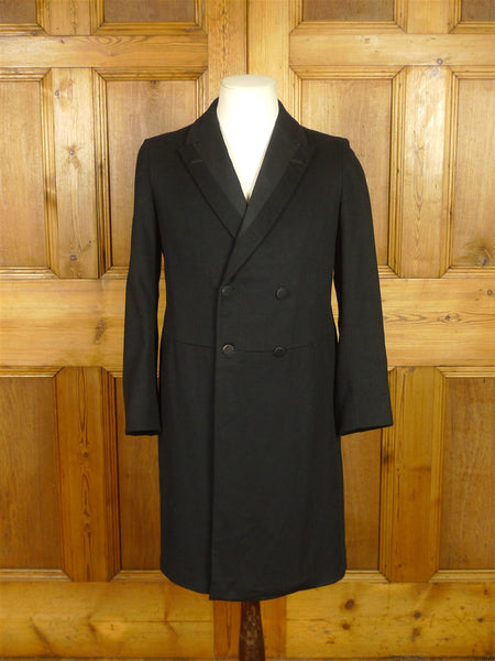 26/0540 genuine antique black wool d/b frock coat w/ beautiful detailing 36 short