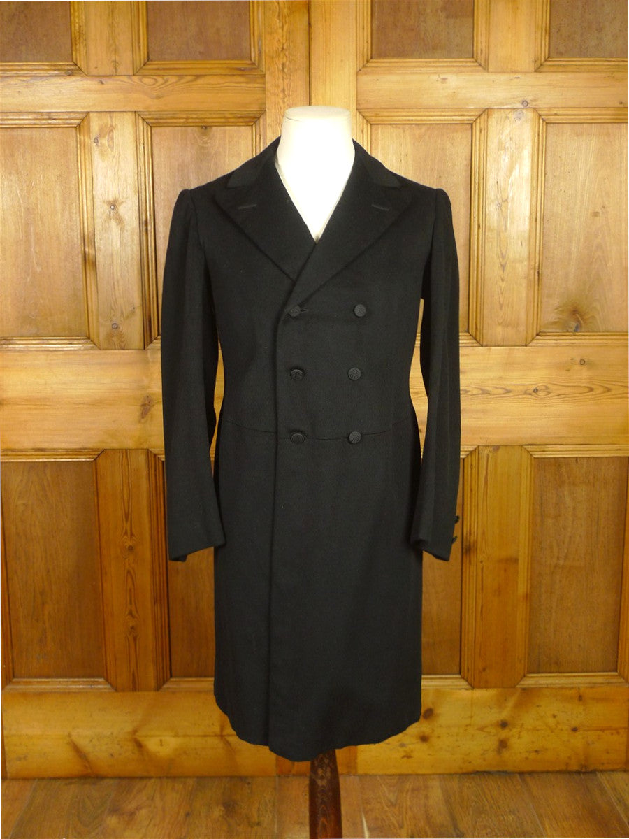 26/0541 genuine antique black wool d/b frock coat w/ beautiful detailing 35 short