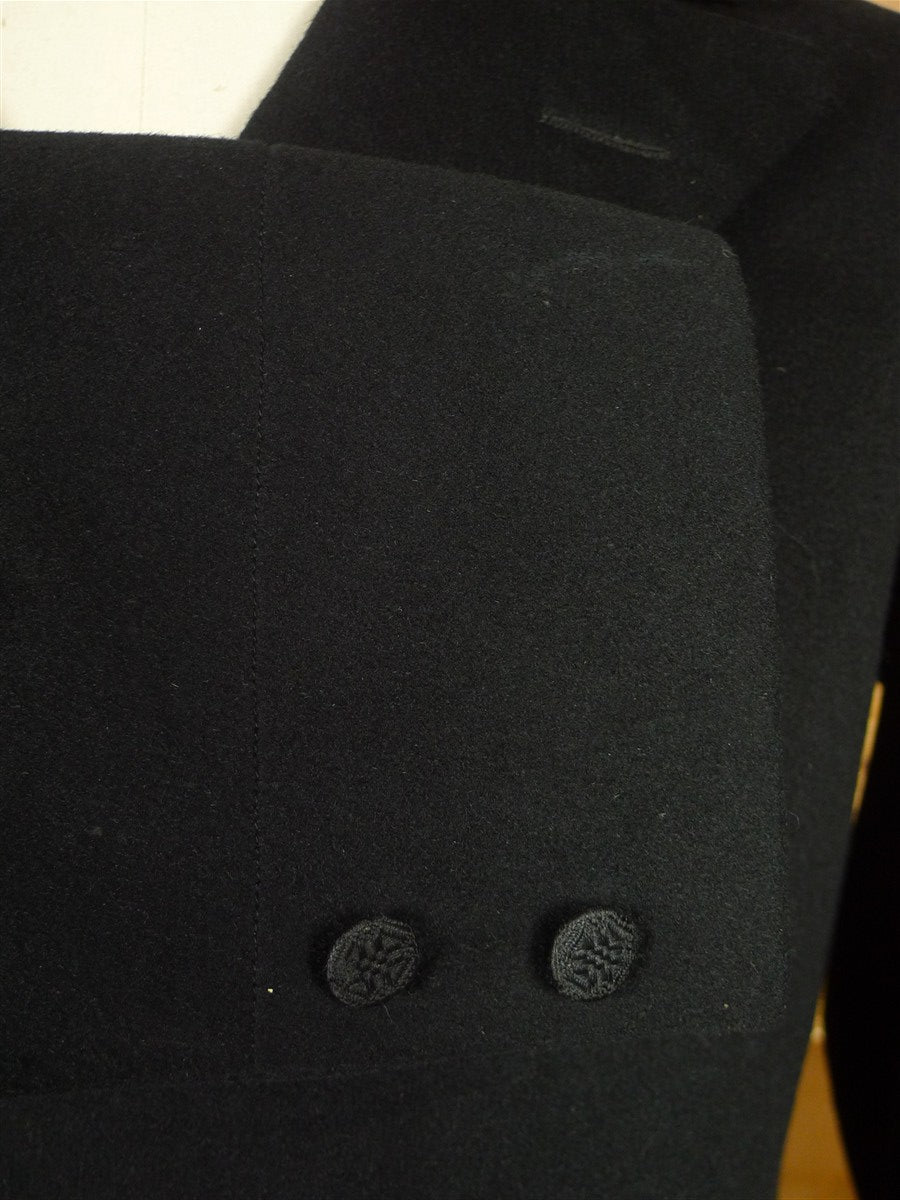 26/0541 genuine antique black wool d/b frock coat w/ beautiful detailing 35 short
